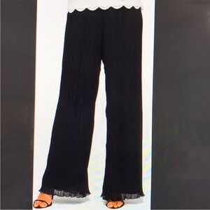 Sunny Taylor Wide Leg Pleated lined black Pants size XLarge